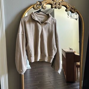 Abercrombie & Fitch Beige Quarter-Zip Sweater